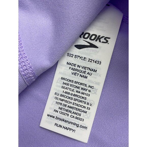 Brooks Womans Size Small Violet Dash 1/2 Zip Mock Neck Top Pocket Thumbholes - Picture 5 of 10